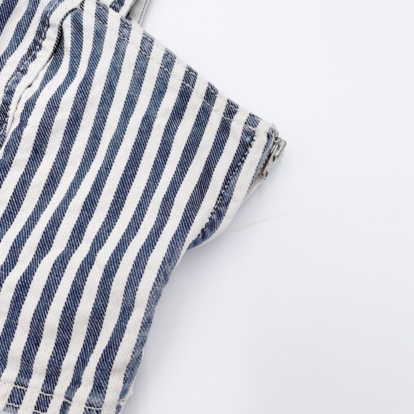 NEW Zara Striped Denim Crop Top Blue & White Sleeveless Square Neck Size Medium - Picture 5 of 14